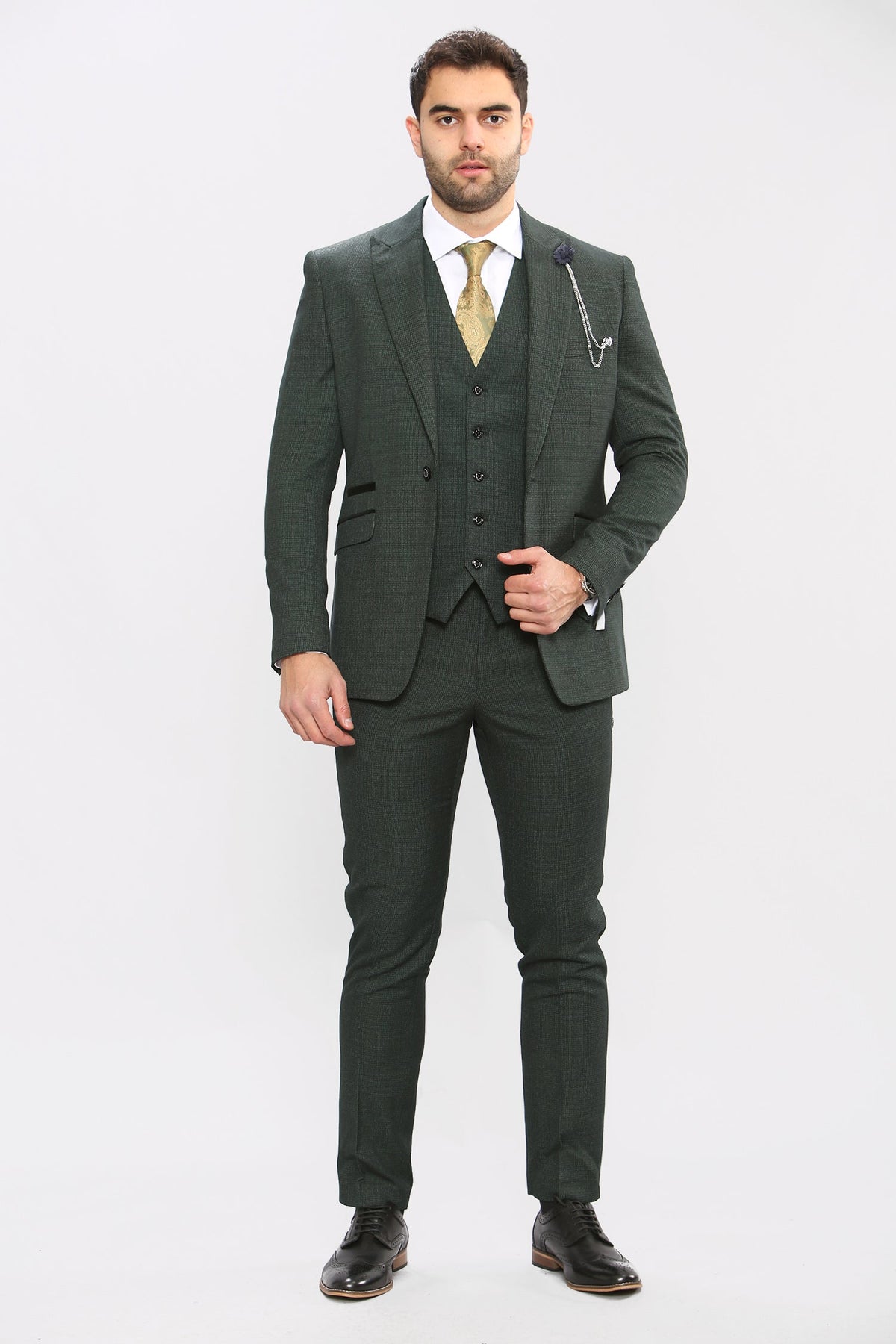 VELLORA KNITWEAR CARIDI - Olive Three Piece Suit